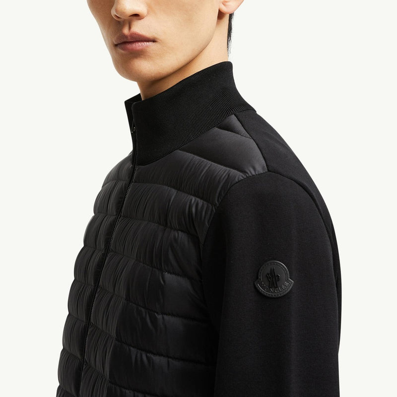 Padded Crepe Cotton Zip-Up Cardigan