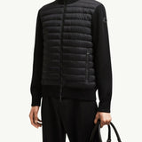 Padded Crepe Cotton Zip-Up Cardigan