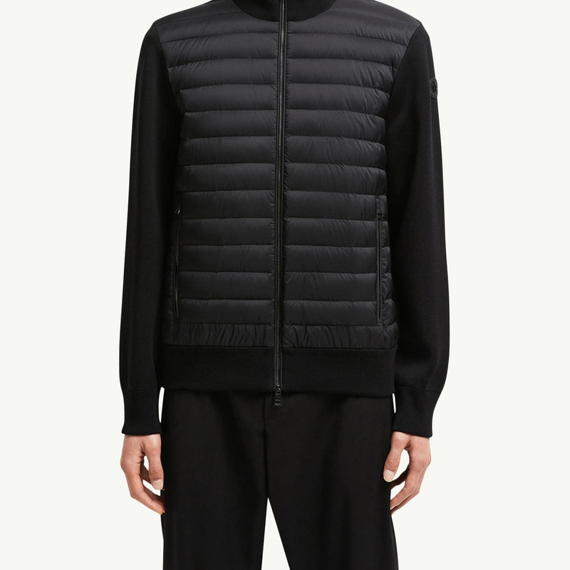 Padded Crepe Cotton Zip-Up Cardigan