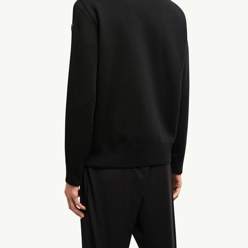 Padded Crepe Cotton Zip-Up Cardigan