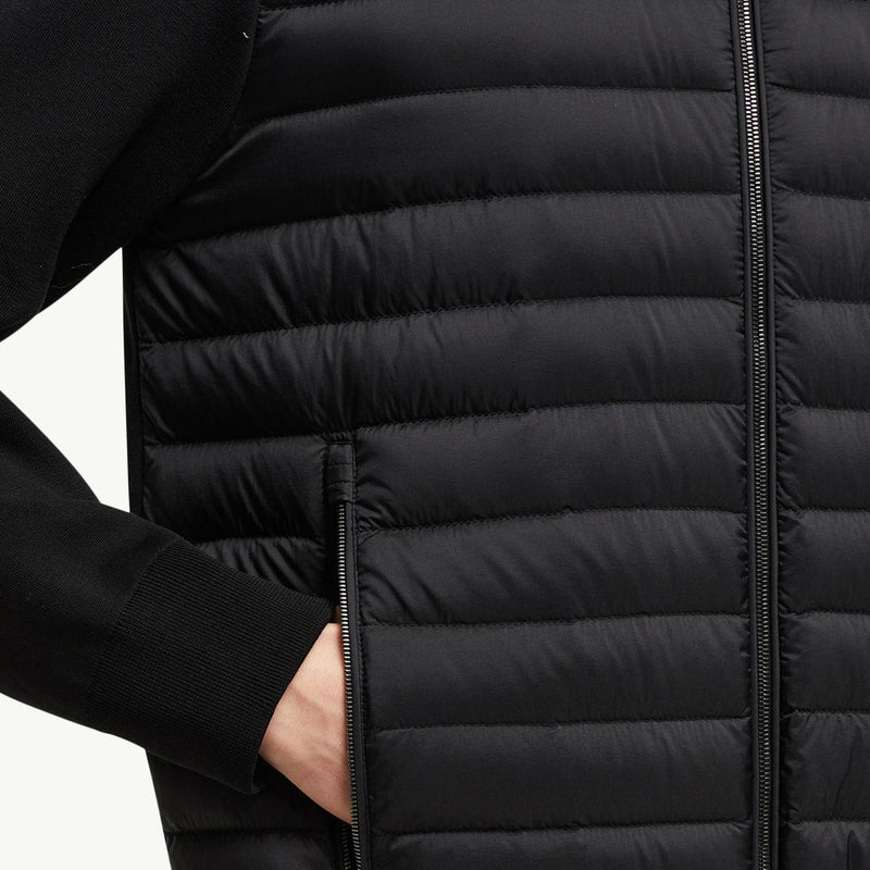 Padded Crepe Cotton Zip-Up Cardigan