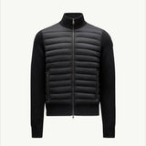 Padded Crepe Cotton Zip-Up Cardigan