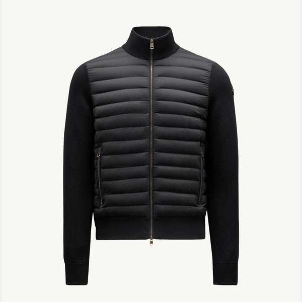 Padded Crepe Cotton Zip-Up Cardigan