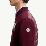 Embroidered Monogram Padded Zip-Up Wool Blend Cardigan