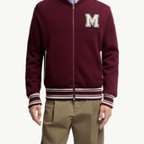 Embroidered Monogram Padded Zip-Up Wool Blend Cardigan