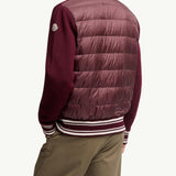 Embroidered Monogram Padded Zip-Up Wool Blend Cardigan