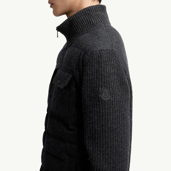 Padded Wool Zip-up Cardigan