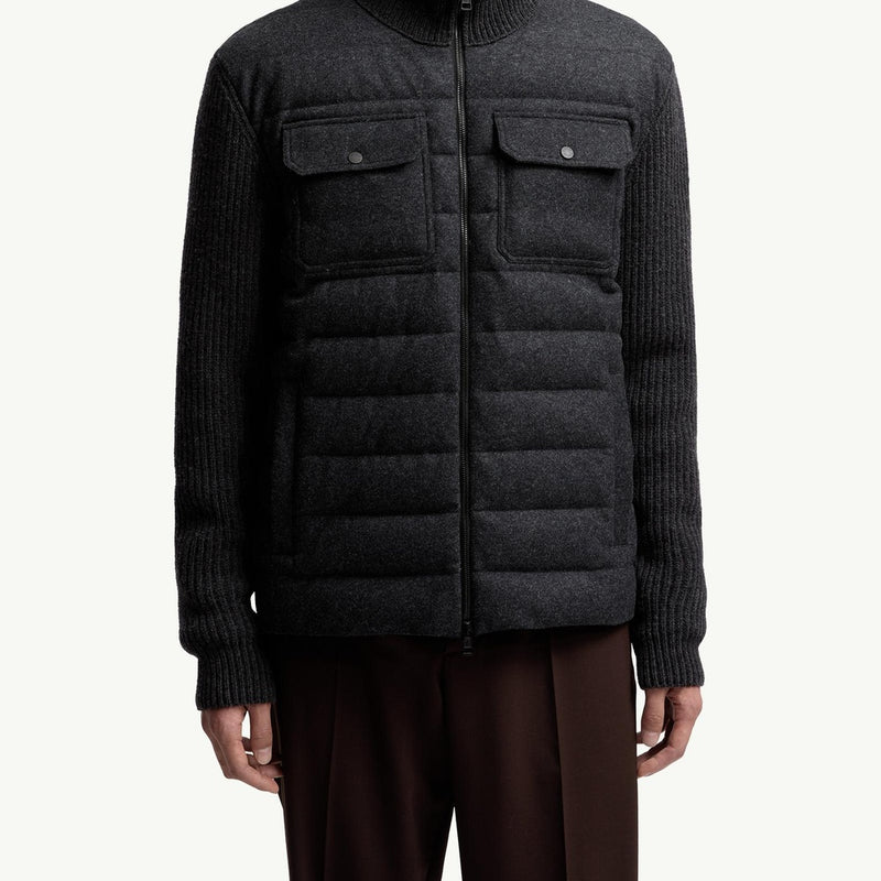 Padded Wool Zip-up Cardigan