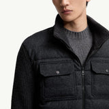 Padded Wool Zip-up Cardigan