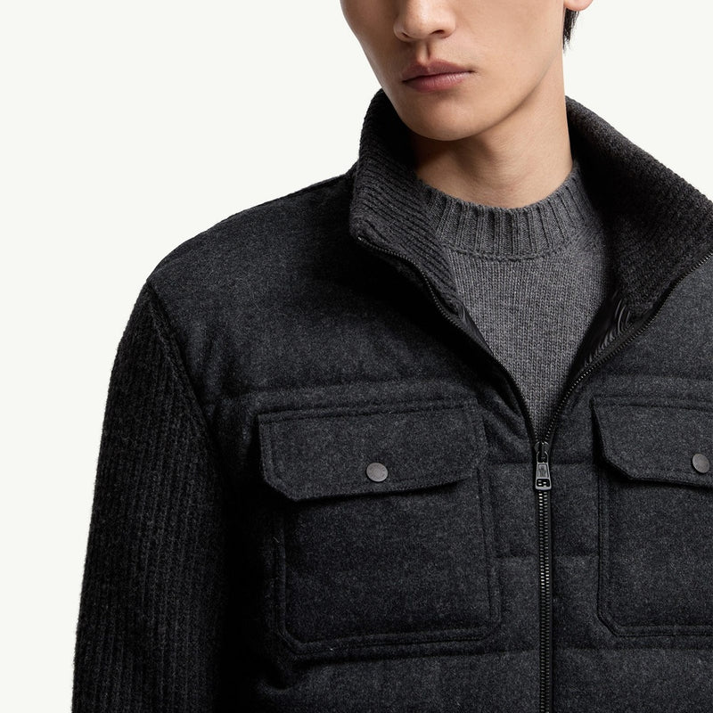 Padded Wool Zip-up Cardigan