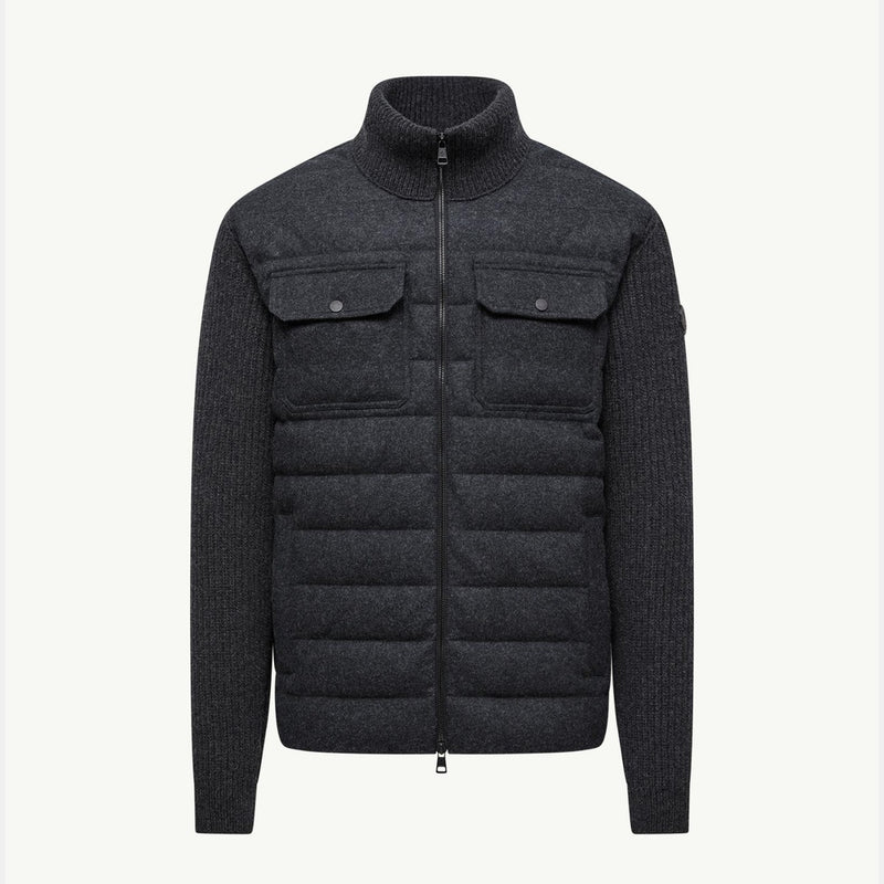 Padded Wool Zip-up Cardigan