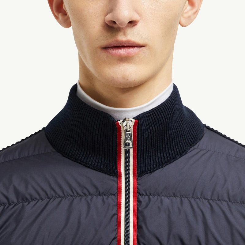 Padded Cotton Zip-Up Cardigan