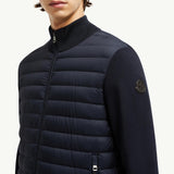 Padded Crepe Cotton Zip-Up Cardigan