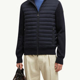 Padded Crepe Cotton Zip-Up Cardigan