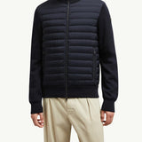 Padded Crepe Cotton Zip-Up Cardigan