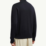 Padded Crepe Cotton Zip-Up Cardigan