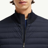 Padded Crepe Cotton Zip-Up Cardigan