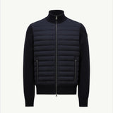 Padded Crepe Cotton Zip-Up Cardigan