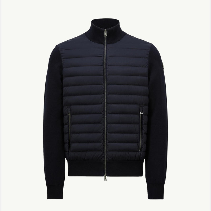 Padded Crepe Cotton Zip-Up Cardigan