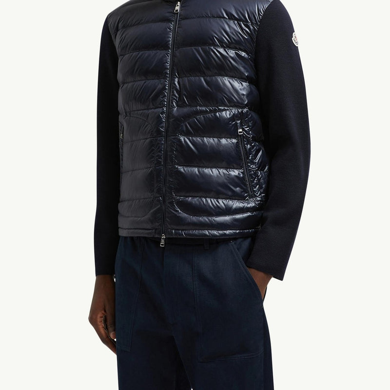 Padded Wool Zip-Up Cardigan