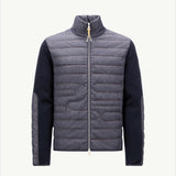 Padded Snake-Quilted Denim Cardigan