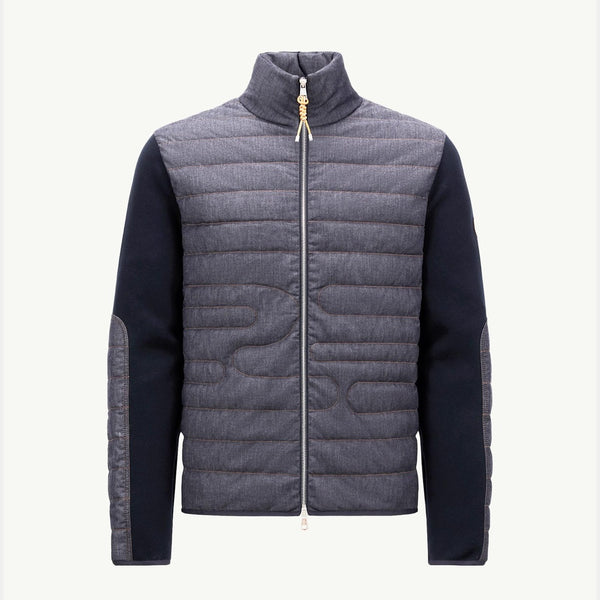 Padded Snake-Quilted Denim Cardigan