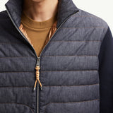 Padded Snake-Quilted Denim Cardigan