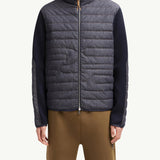 Padded Snake-Quilted Denim Cardigan