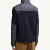 Padded Snake-Quilted Denim Cardigan