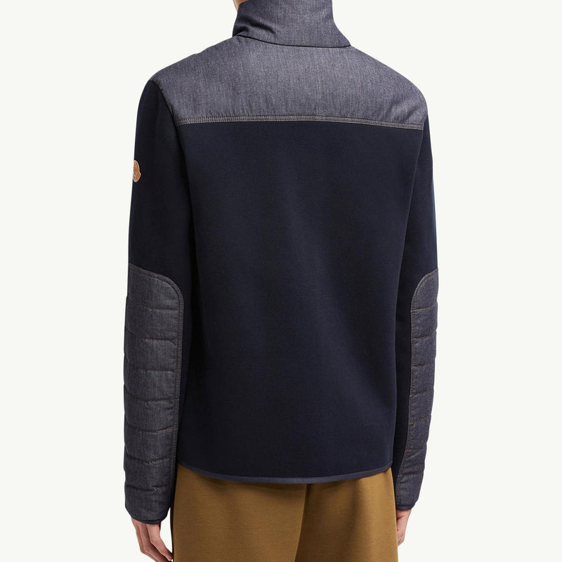 Padded Snake-Quilted Denim Cardigan