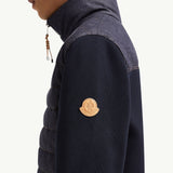Padded Snake-Quilted Denim Cardigan