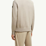 Wool, Cotton & Suede Zip-Up Cardigan