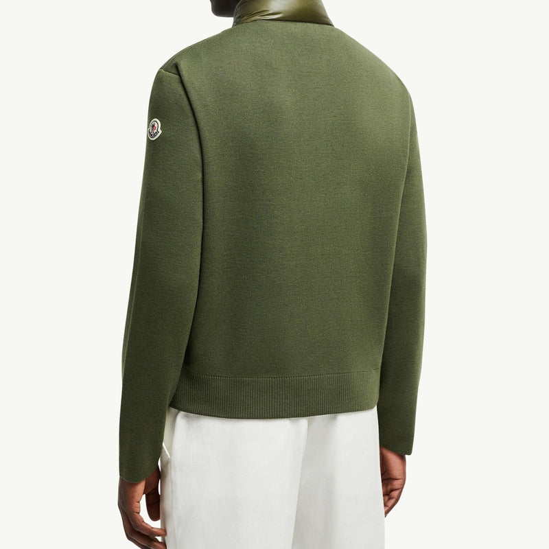 Padded Wool Zip-Up Cardigan