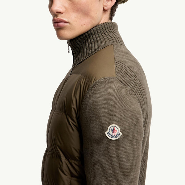 Padded Wool Zip-Up Cardigan