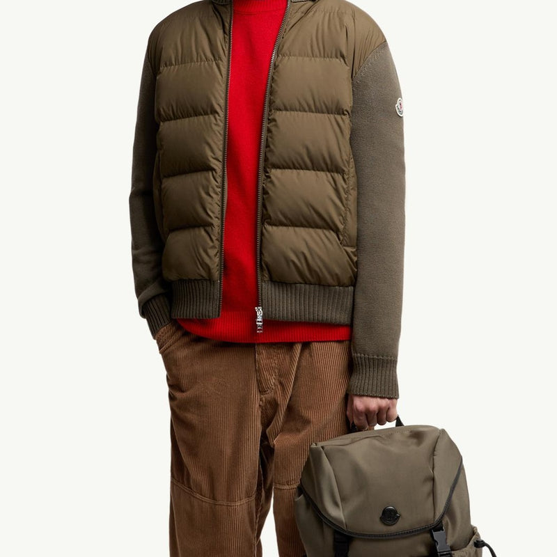 Padded Wool Zip-Up Cardigan