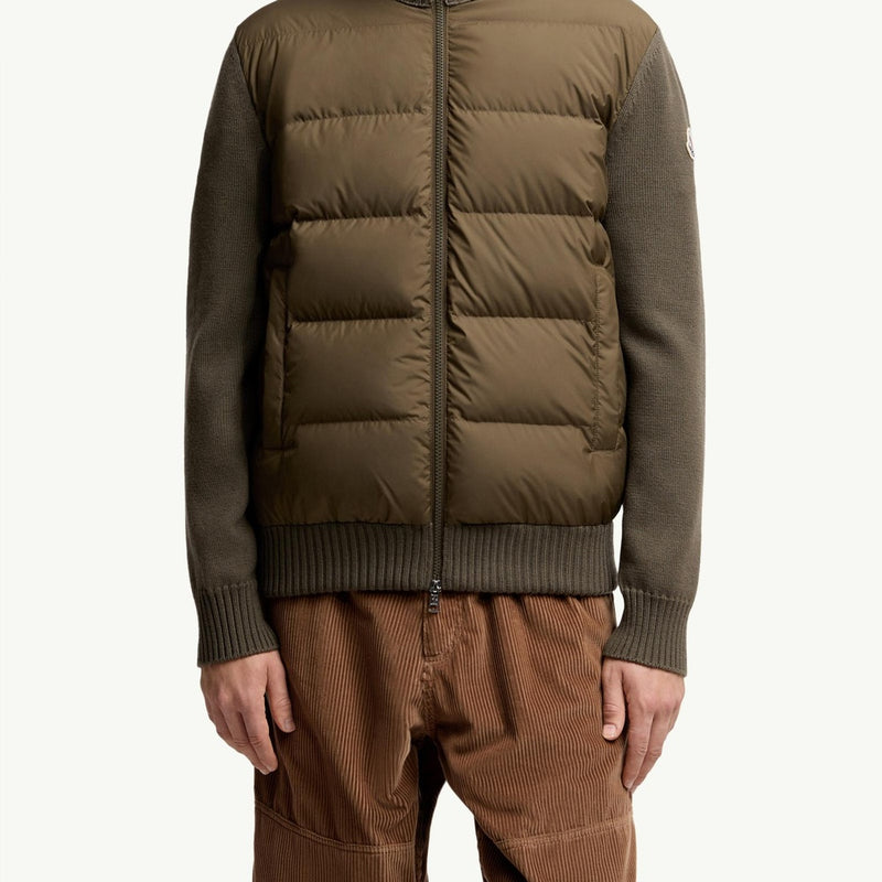 Padded Wool Zip-Up Cardigan