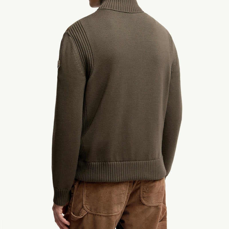 Padded Wool Zip-Up Cardigan