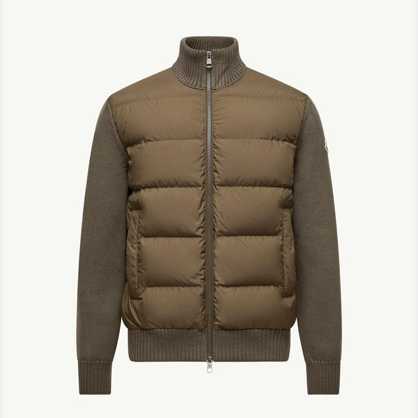 Padded Wool Zip-Up Cardigan