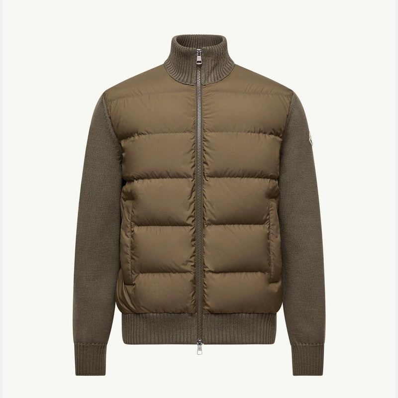 Padded Wool Zip-Up Cardigan