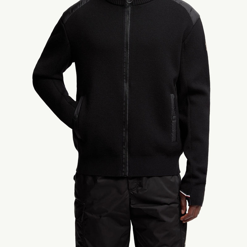 Padded Wool Zip-Up Cardigan