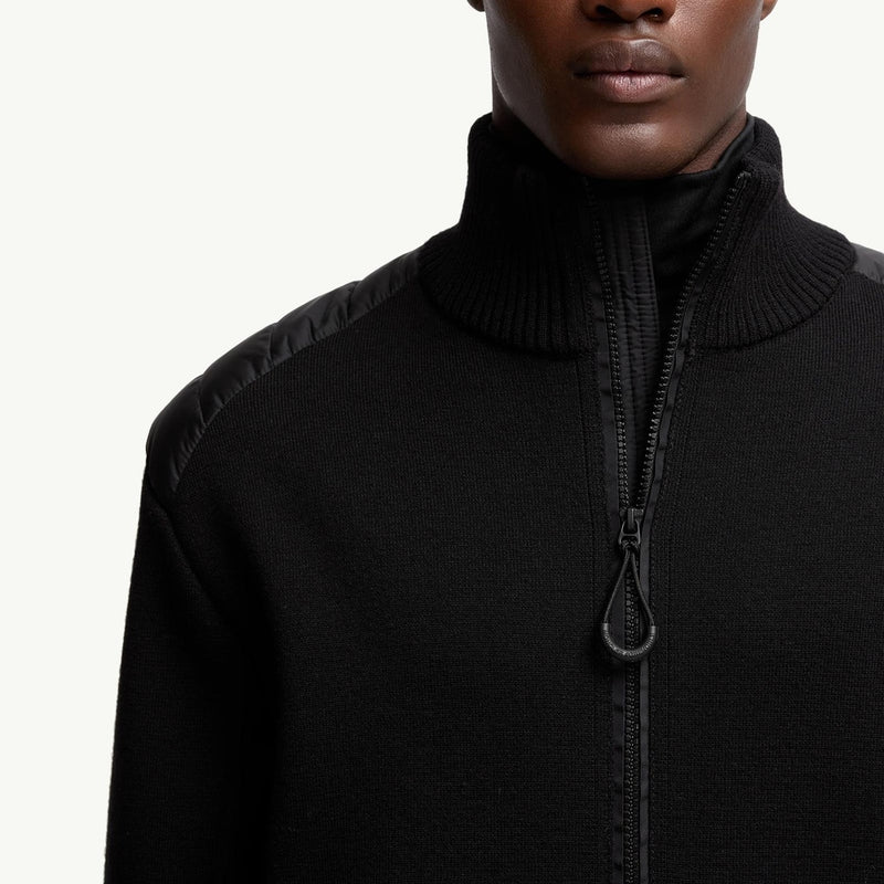 Padded Wool Zip-Up Cardigan