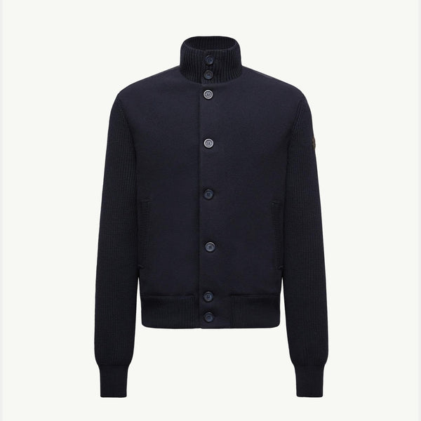 Padded Wool Zip-up Cardigan