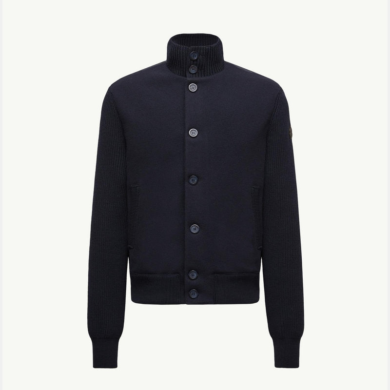 Padded Wool Zip-up Cardigan