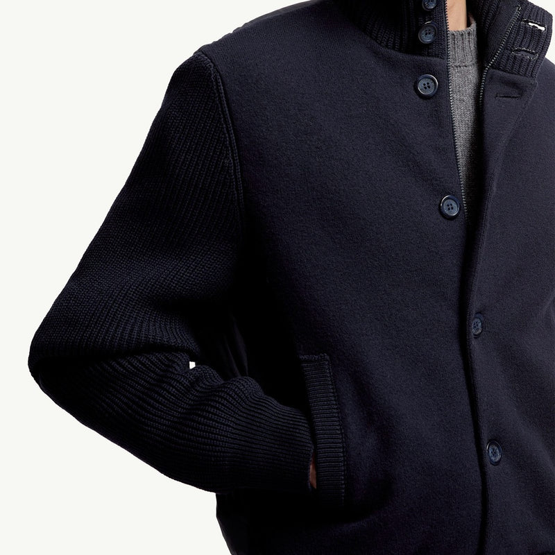 Padded Wool Zip-up Cardigan