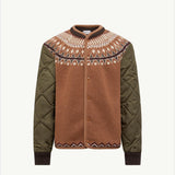 Padded Geometric Wool Blend Cardigan