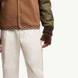 Padded Geometric Wool Blend Cardigan