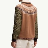 Padded Geometric Wool Blend Cardigan