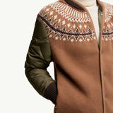 Padded Geometric Wool Blend Cardigan