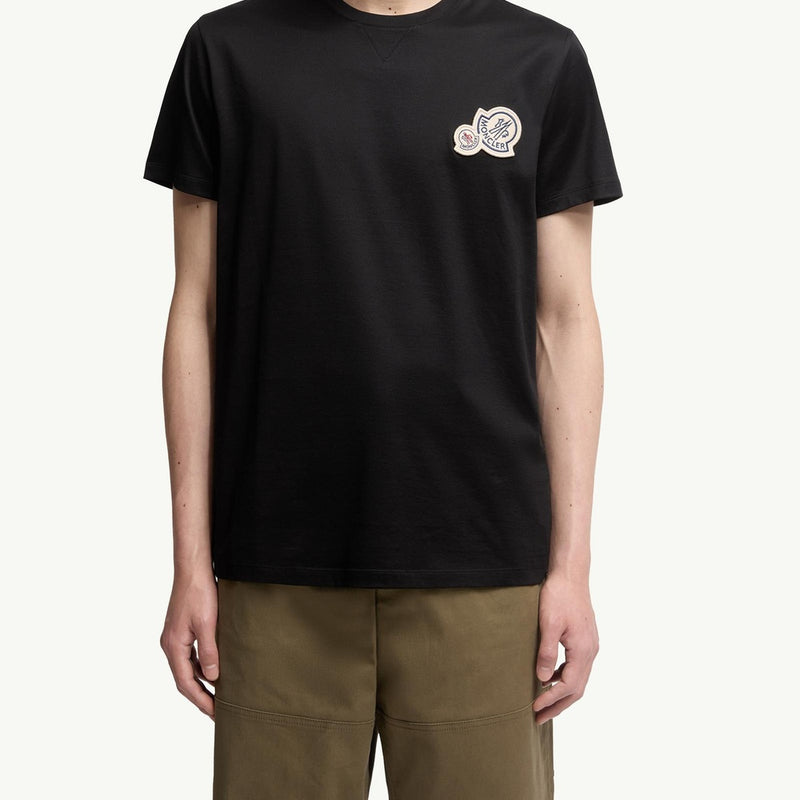 Double Logo Patch Cotton T-Shirt