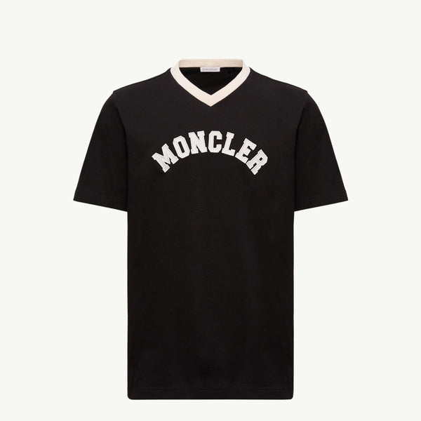 Embroidered Logo Cotton Piquet V-Neck T-Shirt